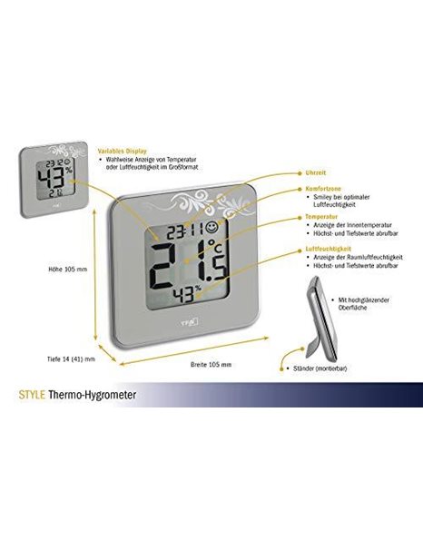 TFA Dostmann 30.5021 Style Digital Thermo-Hygrometer