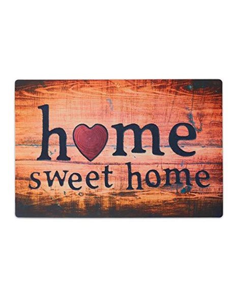 Relaxdays Home Sweet Home Doormat, 60 x 40 cm Dirt Catcher, Non-Slip Rug for Indoors and Outdoors, Colourful
