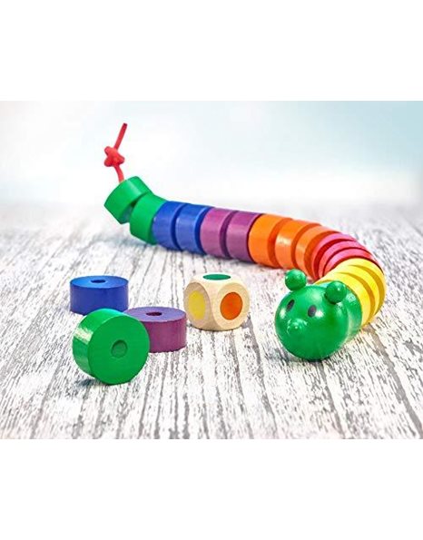 Selecta 63005 Educational Game Threading Caterpillar, Multicoloured