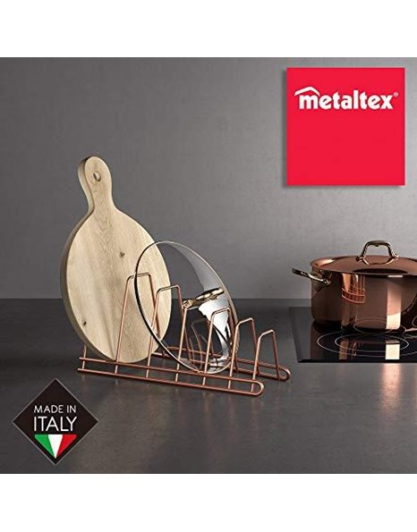 Metaltex 'Cricket' Tray and Pot Lid Holder, Polytherm Copper, 34 x 15 x 18 cm