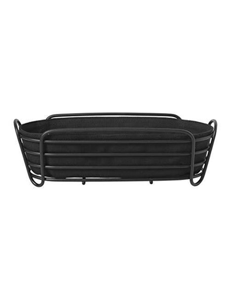 Blomus Bread Basket Black Oval - Bread Basket Made of Powder-Coated Steel and Cotton Fabric Bag