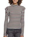 Urban Classics Women's Ladies Rib Striped Volant Turtleneck L/S Longsleeve T-Shirt