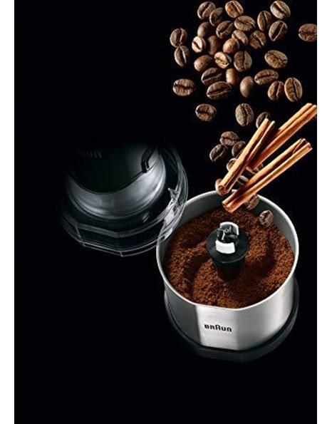 Braun MQ 60 Coffee and Spice Grinder Attachment - EasyClick Accessories for Braun Hand Blender MQ 3 and MQ 5, 350ml Capacity Stainless Steel
