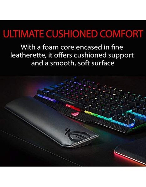 ASUS ROG Gaming Wrist Rest with Soft-Foam Cushioning for Ergonomic Comfort and Designed in Tenkeyless Fit for Compatibility with Most Mechanical Keyboards