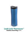Aladdin Leak-Lock Thermavac Stainless Steel Mug 0.47L BlueLeakproof - Double Wall Vacuum Insulated Cup - Keeps Hot for 3.5 Hours - BPA-Free Stainless Steel Travel Mug - Dishwasher Safe