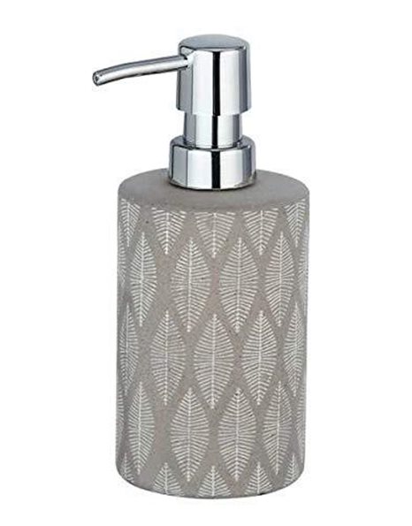 Wenko Tupian Soap Dispenser Liquid Soap Dispenser Capacity 0.3 L Ceramic 8.5 x 17 x 7 cm Grey