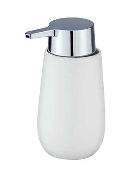 Wenko Soap Dispenser White BadiLiquid Soap Dispenser, Capacity: 0.32 L, Ceramic, 9.5 x 16 x 8 cm, White