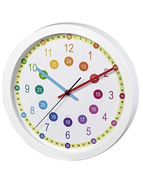 Hama Easy Learning AA Wall Clock, Multi-Colour, White, Plastic, Glass, 455 g, 30 cm